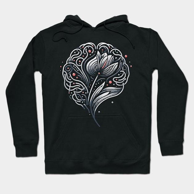 Symbolic Parkinson's Awareness Brain & Tulip Design Hoodie by Xeire